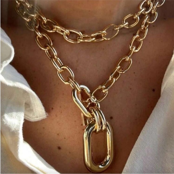 Anthropologie Jewelry - New! Gold Double Chain Necklace (3041) NWOT